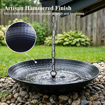 DUSVALLY Rain Chain Anchoring Basin 10.8 inch Water Feature Basin, Garden and Terrace Decoration Rain Chain Basin for Rainwater Collection Roof Drainage Ditch Downspouts, Black