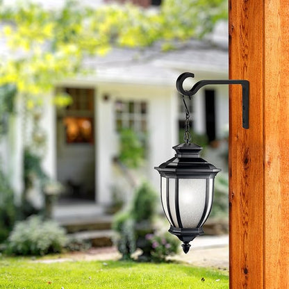 Monarch Abode Plant Hangers – Wall Mount Plant Hooks for Hanging Baskets, 6 Inch Metal Black Fence Wall Plants Hanger for Outdoor Indoor, Flower Pot, Bird Feeder, Wind Chime Bracket, 2 Pack