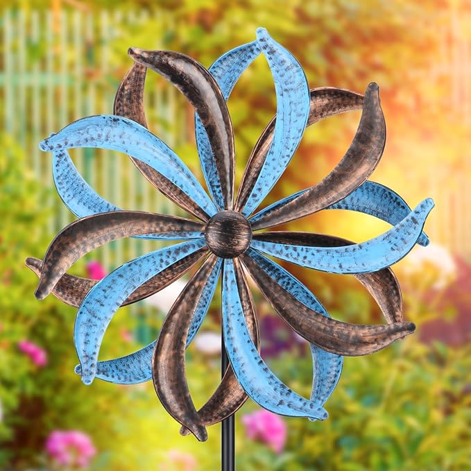 WONDER GARDEN Wind Spinners Outdoor Clearance, Premium Kinetic Wind Sculptures Wind Spinner, Metal Leaf Windmill for Outdoor Yard Patio Lawn & Garden