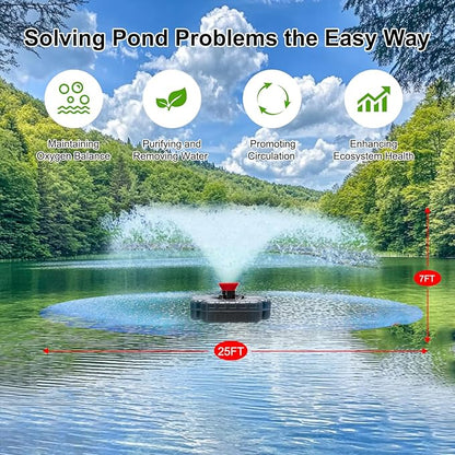 Pond Fountain Aerator 1 HP, 750 W 15,000 GPM 110V/120V Includes 100-foot Power Cord Pond Aerator Multi-Function Timer Ond Fountain Suitable for Ponds and Lakes