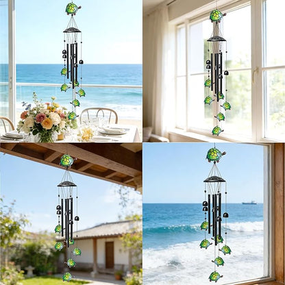 Turtle Wind Chime for Outside, 35.4inch Watercolor Turtle Wind Chime with Aluminum Tubes and Turtle Bell Indoor Garden Yard Patio House Porch Decor, Satisfied Gifts for Grandma Mom Parents