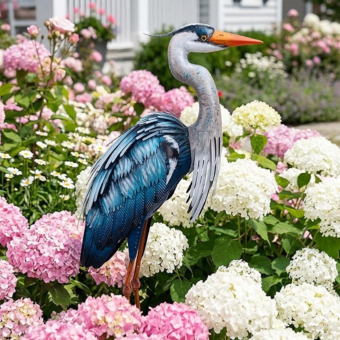 chisheen Outdoor Heron Statues Garden Decor Crane Statues Metal Yard Art Statue All Weather Resistant for Lawn Patio Porch Backyard Home Decoration Large Size