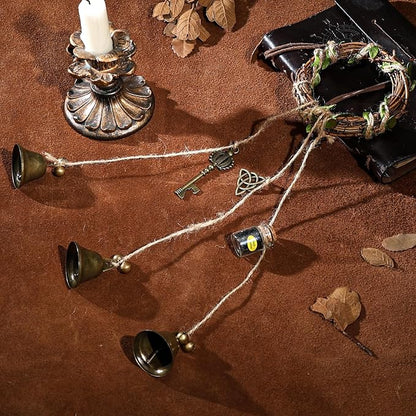 RENEMEGO 4 Set Bells for Door - DIY Witchcraft Supplies Kit Hanging Wind Chimes for Door Knob Wiccan Stuff Samhain Home Decor for House Bedroom Garden Wall Witch