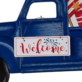 Glitzhome 23.75" H Metal Truck Patriotic Garden Yard Signs with Stake, 4th of July Welcome American Holiday Wall Outdoor Backyard Party Patriot's Day Decon