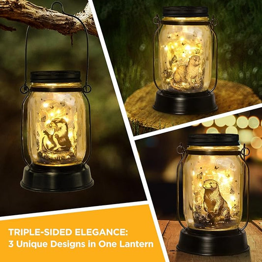 kyoryuger Otter Gifts for Women/Men River Otter Lovers Solar Lantern Mom Birthday, Mothers Day, Animal Solar Garden Decoration Outside for Yard, Patio,Backyard,Porch