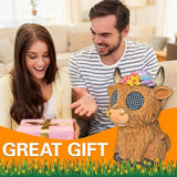 Solar Highland Cow Garden Outdoor Statues,Animals for Garden Decor with Moving Led Eyes,Lawn Decor Animal Statues for Patio,Balcony,Yard Ornament - Garden Gifts for Mom Grandma (Highland Cow)