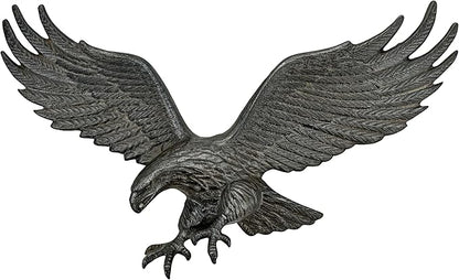 Linton Arts Metal Eagle Wall Decor – Cast Iron Patriotic Decoration Wall Art for Outdoor & Indoor, American Eagle Wall Hanging for Home, Garden, Patio, Door,Garage Decoration