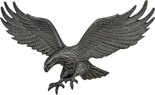 Linton Arts Metal Eagle Wall Decor – Cast Iron Patriotic Decoration Wall Art for Outdoor & Indoor, American Eagle Wall Hanging for Home, Garden, Patio, Door,Garage Decoration
