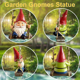 Garden Gnome on Swing Statue Decoration, Funny Resin Dwarf Sculpture for Lawn Patio Climbing Tree Decor Outdoor, Gifts for Mom Women and Man (Gnome-C)
