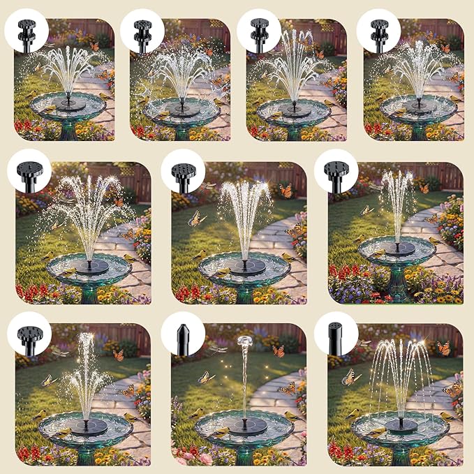 AISITIN 3.5W Solar Fountain for Bird Bath, Floating Solar Water Fountain Pump with 6 Interchangeable Nozzles, Outdoor Solar Water Pump for Garden Pond, Aquarium, Fish Tank, Pool