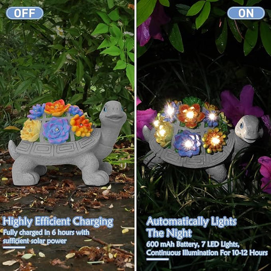 Solar Turtle Statues for Garden Decor, Outdoor Sculptures for Clearance Lights for Outside Lawn Ornaments Porch Patio Balcony Yard Home - Birthday Mother’s Day Easter Gifts for Mom Grandma Women