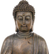 Alpine Corporation 15" Tall Indoor/Outdoor Meditating Buddha Statue, Tabletop Garden Decor, Bronze
