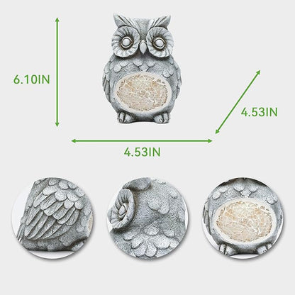 Rezpuao Solar Owl Garden Statues Outdoor Decor Resin Owl Figurine with Solar Light for Patio,Balcony,Yard,Lawn Ornament,Perfect Garden Gift