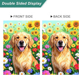 BlissYard Spring Garden Flag 12x18 Inch Double Sided Cute Golden Retriever Seasonal Welcome Small Flags For Outside Outdoor Decor Yard Farmhouse Holiday Spring Summer Decorations Yard Flags
