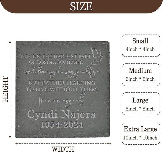 Personalized Memorial Stone Memorial Garden Stone - Sympathy Gifts for Loss of Dad, Mom or Loved One - Bereavement, Remembrance and Condolence Gift - Learning to Live Without Them Square