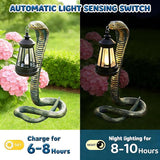 Solar Garden Outdoor Statues Snake with Solar Lights Outdoor Chrismtas Decorations - Lawn Decor Snake Statue for Patio, Balcony, Yard Ornament - Unique Housewarming Gifts (Bronze Colored)