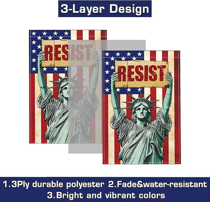 Statue of Liberty Pride Resist Garden Flags for Outside 12x18 Inch Double Sided Anti Protest Signs Against Anti Racism Political No Kings Protest Signs Hands Off Yard Decorations