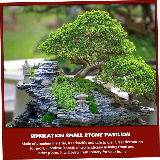 STOBOK 3pcs Sandstone Pavilion Garden Decorations Pavilion Shape Landscape Ornaments for Outdoor Decor Miniature Garden Accessories for Terrariums and Bonsai Display