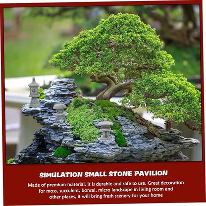 STOBOK 3pcs Sandstone Pavilion Garden Decorations Pavilion Shape Landscape Ornaments for Outdoor Decor Miniature Garden Accessories for Terrariums and Bonsai Display