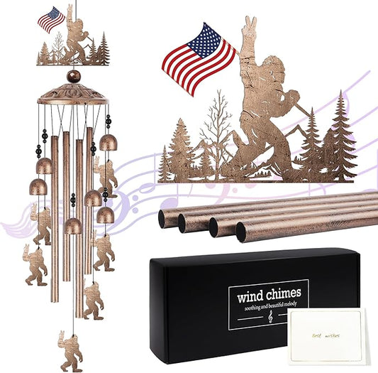 Bigfoot Wind Chime for Outside: Big Foot Gifts for Women Men, Metal Sasquatch Wind Chime Yard Art, Soothing Home Garden Patio Outdoor Indoor Decor