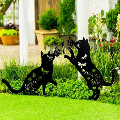 TIGGSY for Mom Cat Metal Decorative Garden Stakes Cat Unique Gifts for Women/Men Silhouette Statues for Yard Art, Outside, Patio, Outdoor Decor, Garden Decorations, Lawn Ornaments