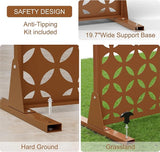 Metal Privacy Screen 72" H x 44" W, Outdoor Freestanding Privacy Screens, Patio Metal Fence Panels with Stand, Brown Screens for Outside Deck Balcony Garden and Indoor