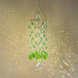 HDCRYSTALGIFTS Crystal Suncatcher Glass Wind Chimes Style Sun Catchers Indoor Window Rainbow Prisms Suncatcher for Window Hanging Home Garden Decor (21.5inch,Green)
