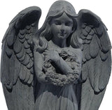 John Timberland Standing Angel Statue Sculpture Catholic Religious English Decor Indoor Outdoor Garden Front Porch Patio Yard Outside Home Balcony House Exterior Faux Greystone Ceramic 25" Tall