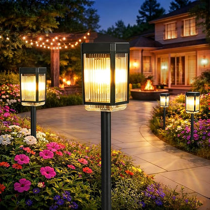 Solar Pathway Lights, 8 Pack Solar Powered Garden Lights Waterproof IP65, Auto On/Off Outdoor Light for Lawn Patio Walkway Driveway Decor Landscape Lighting (Warm White)