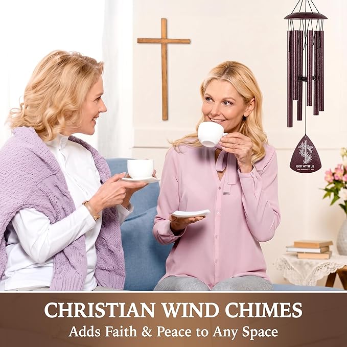 Christian Wind Chimes for Outside, 33.5" Bible Verse Wind Chime, Christian Birthday Gifts for Women, Religious Baptism Gift for Women Men Friends Teacher Appreciation Gift, Christian Gifts for Mom