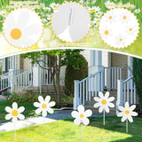 5 Pcs Metal Spring Yard Decorations Outdoor Daisy Flowers Yard Signs with Stakes Cute White Daisy Decorative Lawn Signs for Indoor Outdoor Garden Pathway Walkway Spring Holiday Party Decor