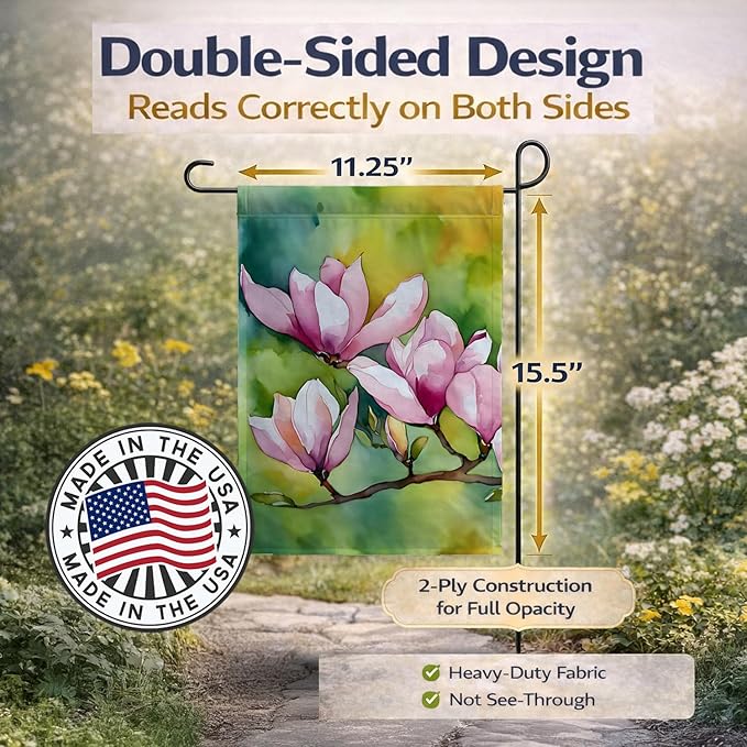 Caroline's Treasures Mississippi Magnolia in Watercolor Garden Flag Mailbox Flag Decorative Yard Flag Banner Outside Patio Artwork Yard Flower Beds, Garden Size, Multicolor