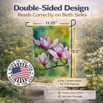 Caroline's Treasures Mississippi Magnolia in Watercolor Garden Flag Mailbox Flag Decorative Yard Flag Banner Outside Patio Artwork Yard Flower Beds, Garden Size, Multicolor
