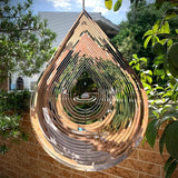 Wind Spinner 3D Water Droplets Shape Highly Reflective Stainless Steel Metal Outdoor Garden Decor, Decorations to Scare Away Yard Birds 12 inch, Gifts for Women Mom Dad