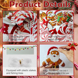 16ct Christmas Decorations Set Outdoor and Indoor Holiday Decor with Festive Candy Canes Gingerbread Ornaments 60 Meter Fishing Line and 28 Glass Fiber Stakes for Tree Yard