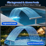 Solar Pool Fountain Waterfall: Pools Fountains for Inground and Above Ground, with 8 Color LED Lights, Newly Refined Streamlined Design, Emote Control Pool Sprayer
