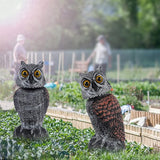 Hausse 3 Pack Bird Scarecrow Fake Owl Decoy Sculpture, Rotating Head Plastic Owl Bird Deterrents, 10.6 Inch Height Nature Enemy Horned Pest Repellent for Outdoor Garden Yard