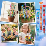 AIPRIDY DIY Fairy Wand Garden Stake Beads Kits with Rainbow Colorful Assortment Large Hole Beads, Beaded Garden Stakes kit with Crystal Diamond Top (238Pcs Rainbow+Diamond)