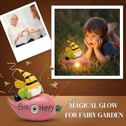 Garden Gnomes Outdoor, Solar Gnome Garden Statue & Fairy Garden Accessories, Funny Garden Gnome Yard Ornaments & Lawn Statues, Resin Decor Gnomes Gifts for Women Mom