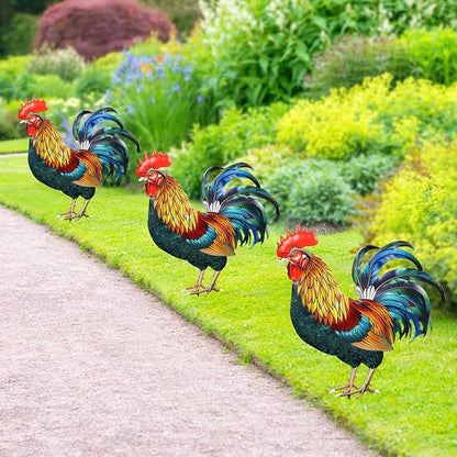 Decorative Garden Stakes with Roosters Design,Ideal for Chicken Lovers for Yard Art, Outside, Patio, Outdoor Decor, Garden Decorations, Lawn Ornaments