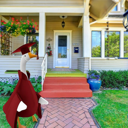 Graduation Goose Outfit for 23'' High Cement Goose Statue, Lawn Porch Clothes Cute Grad Yard Statue Outfit for Patio Outdoor Garden Decoration(Burgundy)