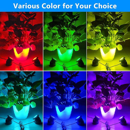 T-SUN Solar Pond Lights, 2 Headlamp RGB LED Spotlights, Underwater Submersible Fountain Lights Solar Fish Tank Light for Garden Fountain, Pond, Pool Decoration