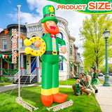 12Ft Giant St Patricks Day Inflatable Leprechaun with Horseshoes St Patricks Blow Up Inflatable Yard Decorations St Patricks Day Blow Up for Outdoor Garden Lawn Party(with Drawstring Bag)