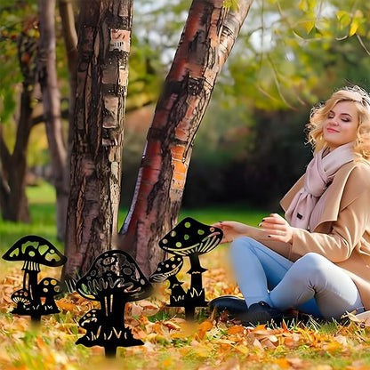 Decorative Garden Stakes， Fairy Garden Stakes, Butterfly Fairy Stakes for Weather Resistant Black Metal Outdoor Decorative Art for Women Gift (Matte Black, 3P-C)