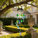 Colorful Hummingbird Wind Chimes with Solar-Powered Flashing Lights, 13 Inch Colorful Shell Hanging Decor for Outdoor Garden Patio Yard Home Indoor Outdoor Wall Window Decor