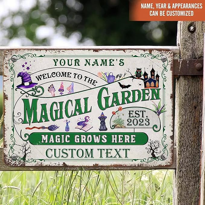 Personalized Metal Signs with Name Made in USA Custom Vintage Garden Sign Waterproof Vintage Decorative Metal Print for Wall Decor Customized Home Garden Ideas Gifts Artwork Prints for Yard Ourdoor