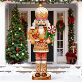 Winter Snowman Porch Sign Wooden Porch Decor Winter Christmas Nutcracker Snowman Front Door Welcome Standing Sign for Xmas Farmhouse Outdoor Yard Wall Hanging Decorations(40 Inch,Nutcracker)