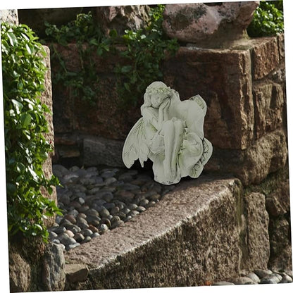 Toyvian Sleeping Resin Figurine Garden Statue Decor for Home Outdoor Lightweight Sculpture for Desk Elegant Fairy Ornament