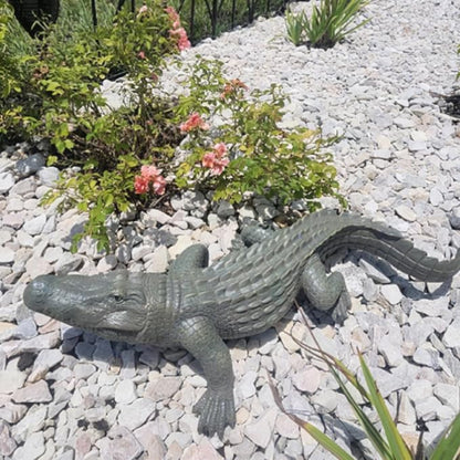 DiliComing Swamp Alligator Garden Statue - 28 Inch Realistic Crocodile Sculpture for Lawn Ornament Stalking Alligator Decor for Yard Gifts for Father 28 x 12 x 6 Inch