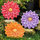 Cinnvoice 3 Pack Garden Stepping Stone Outdoor, Decorative Dimensional Resin Stepping Stones for Patio Pathway Landscaping Walkway Sculpture Yard Backyard Lawn(Dahlia,10 Inches)